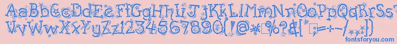 Kingthings Whizzbang-Schriftart – Blaue Schriften auf rosa Hintergrund