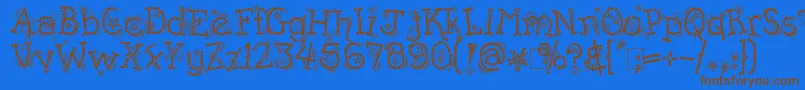 Kingthings Whizzbang-Schriftart – Braune Schriften auf blauem Hintergrund