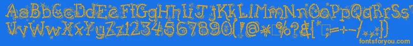 Kingthings Whizzbang-Schriftart – Orangefarbene Schriften auf blauem Hintergrund