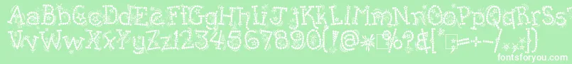 フォントKingthings Whizzbang – 緑の背景に白い文字
