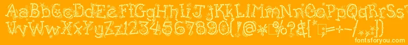 Kingthings Whizzbang-Schriftart – Gelbe Schriften auf orangefarbenem Hintergrund