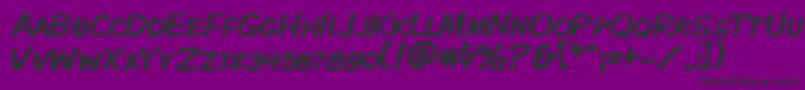 Czcionka KomikaDisplayKaps – czarne czcionki na fioletowym tle