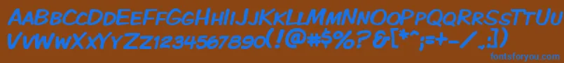 KomikaDisplayKaps Font – Blue Fonts on Brown Background