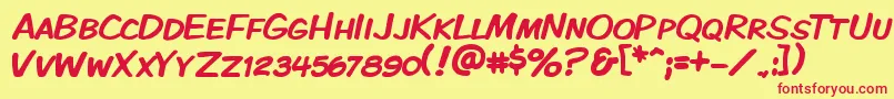 KomikaDisplayKaps Font – Red Fonts on Yellow Background