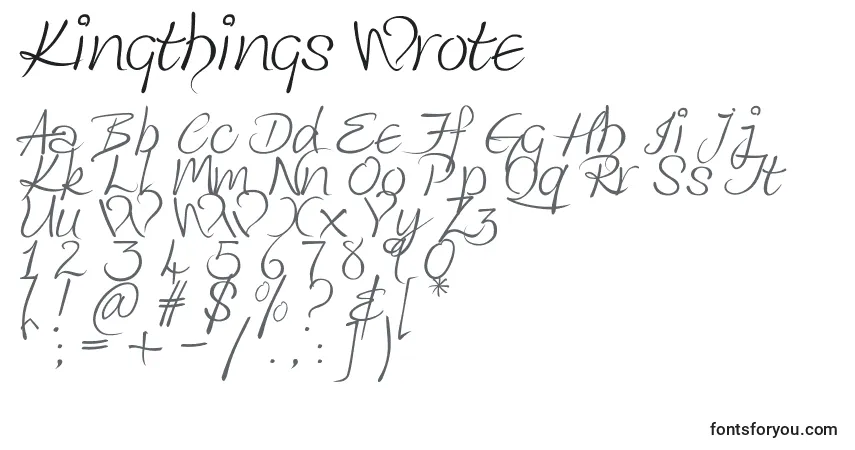 A fonte Kingthings Wrote – alfabeto, números, caracteres especiais