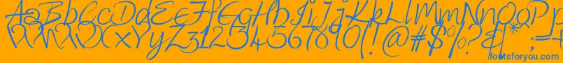Kingthings Wrote Font – Blue Fonts on Orange Background