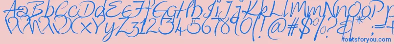 Kingthings Wrote Font – Blue Fonts on Pink Background