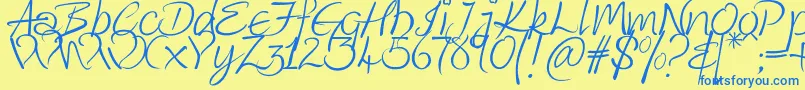 Kingthings Wrote Font – Blue Fonts on Yellow Background