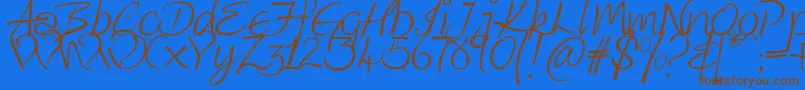 Kingthings Wrote Font – Brown Fonts on Blue Background