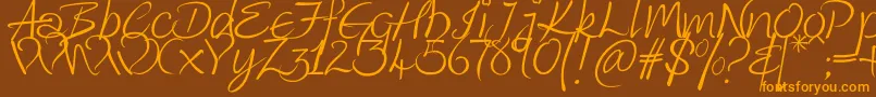 Kingthings Wrote Font – Orange Fonts on Brown Background