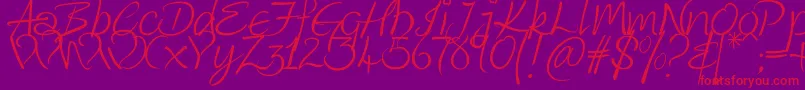Fonte Kingthings Wrote – fontes vermelhas em um fundo violeta