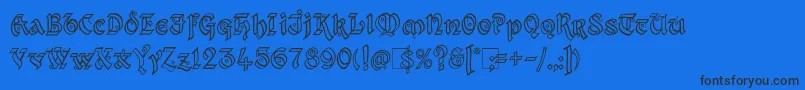 Kingthings Xander Outline Font – Black Fonts on Blue Background