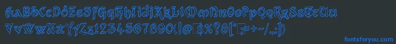 Kingthings Xander Outline-Schriftart – Blaue Schriften auf schwarzem Hintergrund