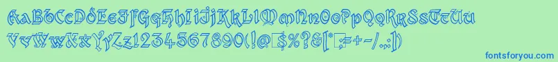 Kingthings Xander Outline Font – Blue Fonts on Green Background