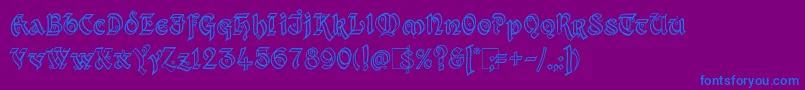 Fonte Kingthings Xander Outline – fontes azuis em um fundo violeta