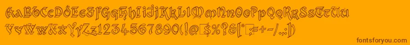 Kingthings Xander Outline Font – Brown Fonts on Orange Background