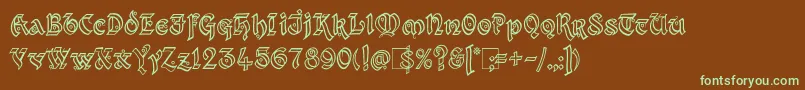 Kingthings Xander Outline Font – Green Fonts on Brown Background