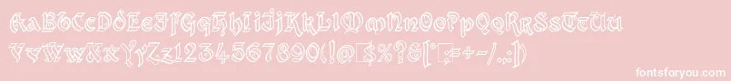 Kingthings Xander Outline-fontti – valkoiset fontit vaaleanpunaisella taustalla