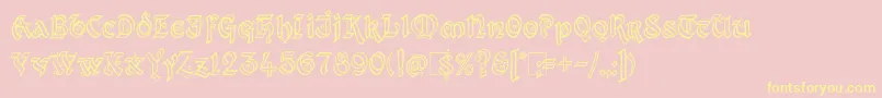 Kingthings Xander Outline-Schriftart – Gelbe Schriften auf rosa Hintergrund