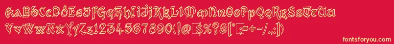 Шрифт Kingthings Xander Outline – жёлтые шрифты на красном фоне