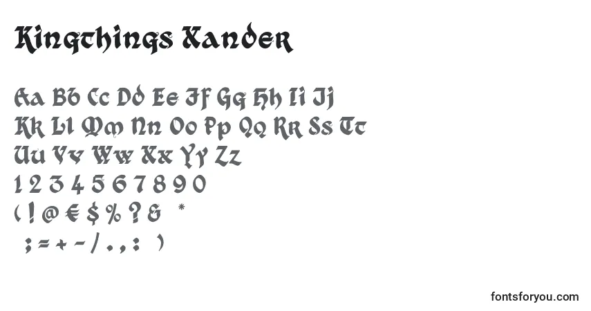 Schriftart Kingthings Xander (131712) – Alphabet, Zahlen, spezielle Symbole
