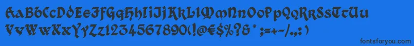 フォントKingthings Xander – 黒い文字の青い背景
