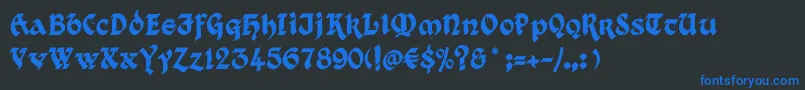 Kingthings Xander Font – Blue Fonts on Black Background