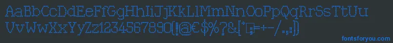 Шрифт Kingthings Xstitch – синие шрифты на чёрном фоне