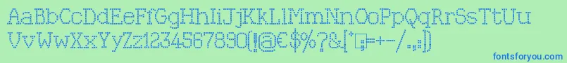 フォントKingthings Xstitch – 青い文字は緑の背景です。