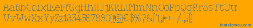 Kingthings Xstitch-Schriftart – Blaue Schriften auf orangefarbenem Hintergrund