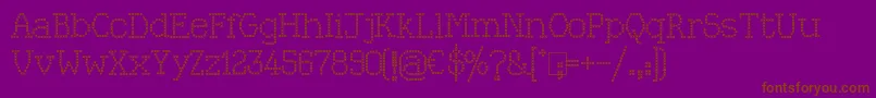 Kingthings Xstitch-Schriftart – Braune Schriften auf violettem Hintergrund