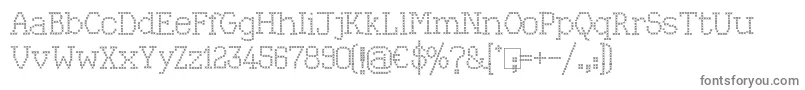 フォントKingthings Xstitch – 白い背景に灰色の文字