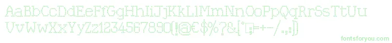 フォントKingthings Xstitch – 白い背景に緑のフォント