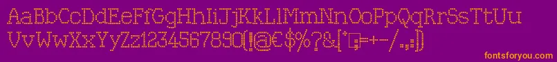 Kingthings Xstitch-fontti – oranssit fontit violetilla taustalla