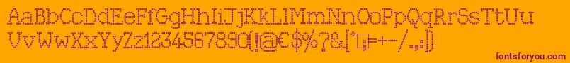 Kingthings Xstitch-Schriftart – Violette Schriften auf orangefarbenem Hintergrund