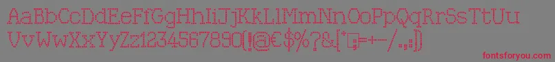 Kingthings Xstitch-Schriftart – Rote Schriften auf grauem Hintergrund