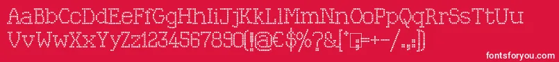 フォントKingthings Xstitch – 赤い背景に白い文字