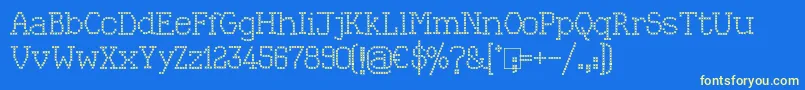 Kingthings Xstitch-Schriftart – Gelbe Schriften auf blauem Hintergrund