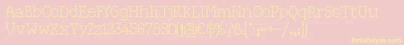 Kingthings Xstitch-Schriftart – Gelbe Schriften auf rosa Hintergrund