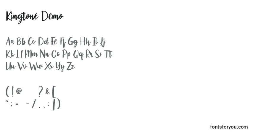 Schriftart Kingtone Demo – Alphabet, Zahlen, spezielle Symbole