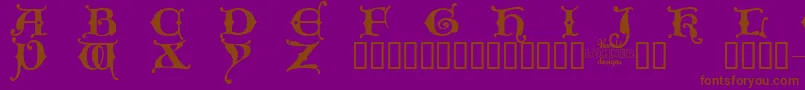 Kingxt  -Schriftart – Braune Schriften auf violettem Hintergrund
