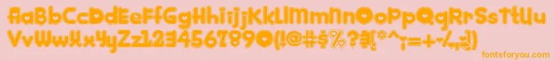 フォントKINKEE   – オレンジの文字がピンクの背景にあります。