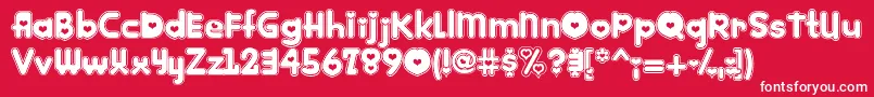 KINKEE  -fontti – valkoiset fontit punaisella taustalla