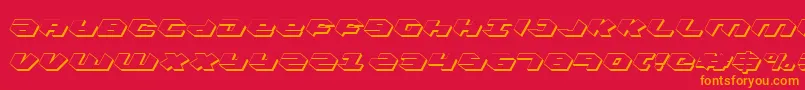 Kubrickcs-Schriftart – Orangefarbene Schriften auf rotem Hintergrund