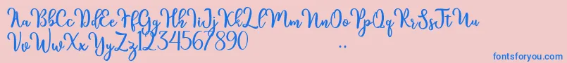 kinsley Font – Blue Fonts on Pink Background