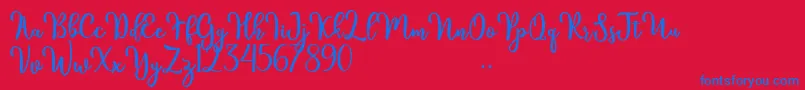 kinsley-Schriftart – Blaue Schriften auf rotem Hintergrund