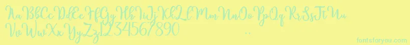 Fonte kinsley – fontes verdes em um fundo amarelo