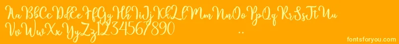 kinsley-Schriftart – Gelbe Schriften auf orangefarbenem Hintergrund