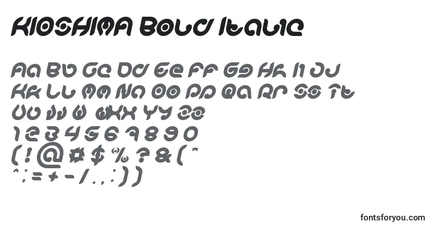 Schriftart KIOSHIMA Bold Italic – Alphabet, Zahlen, spezielle Symbole