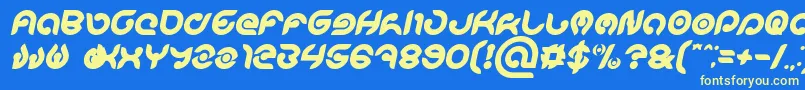 Fonte KIOSHIMA Bold Italic – fontes amarelas em um fundo azul